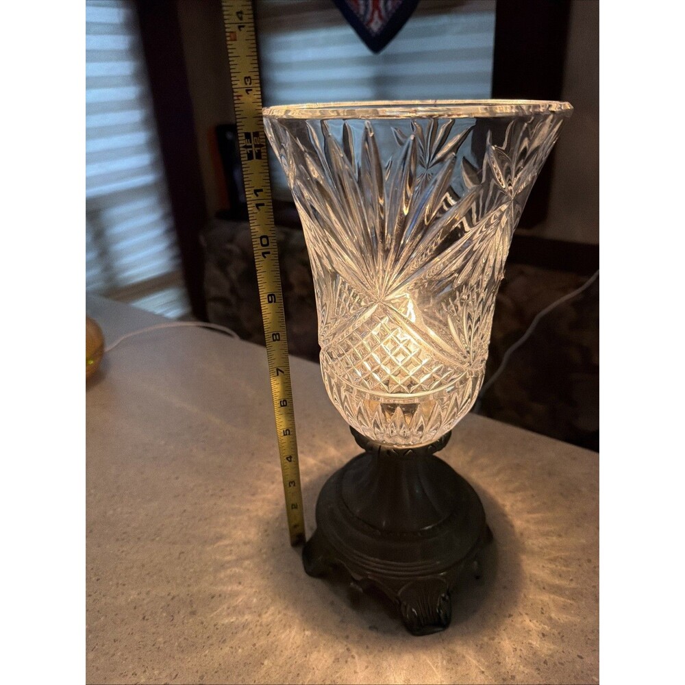 Vintage Godinger Lamp W/ Shannon Irish Crystal Cut Glass Globe & Silver Base.EUC - Picture 4 of 15